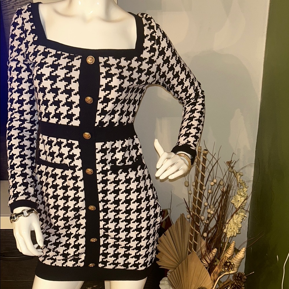 Black and White Houndstooth Dress! Own the room hunny!! - Picture 3 of 7